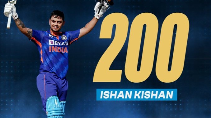 Ishan creates world record by breaking  Chris Gayles world record : hits fastest 200 in ODI