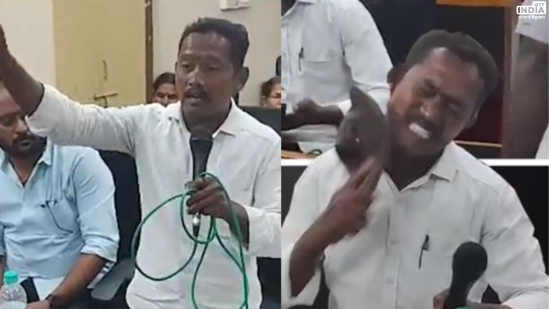 Over frustration of not being able to fulfill poll promises, Andhra councillor hits self with slippers