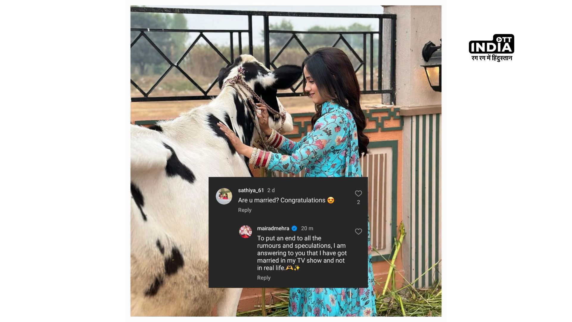 Actress Maira Dharti Mehra squashes rumours about getting married says,”I got married in the show, not in real life