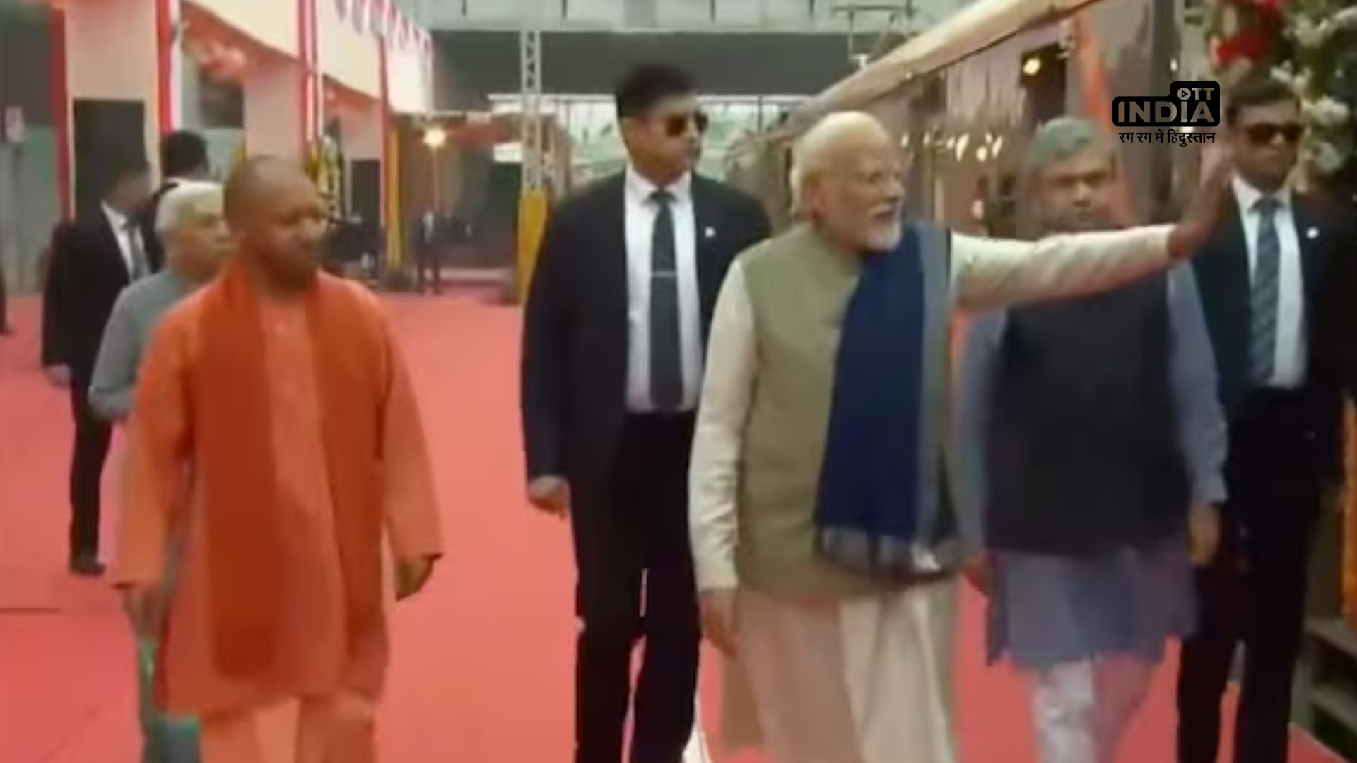 Prime Minister Narendra Modi arrives at Ayodhyas Maharishi Valmiki International Airport to inaugurate it