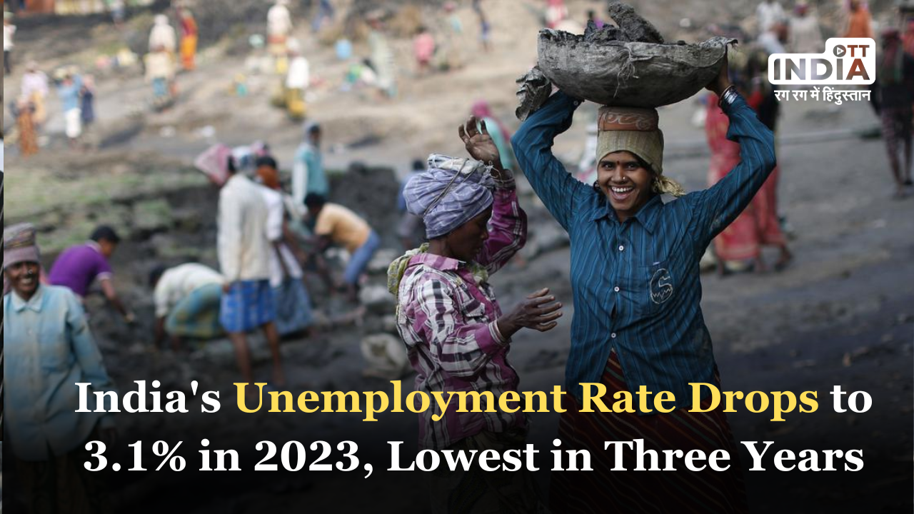 Indias Unemployment Rate Drops to 3.1% in 2023, Lowest in Three Years