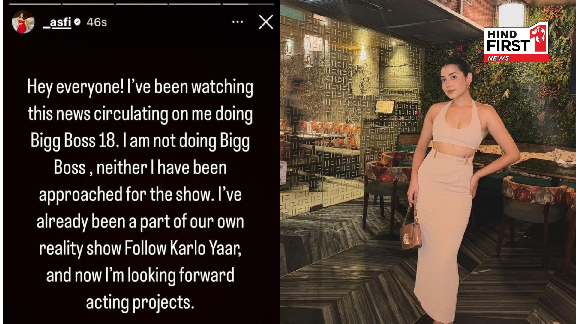 ‘Follow Kar Lo Yaar’ fame Asfi Javed clarifies she is NOT participating in Bigg Boss 18; says, “Now I’m looking forward to acting projects.”