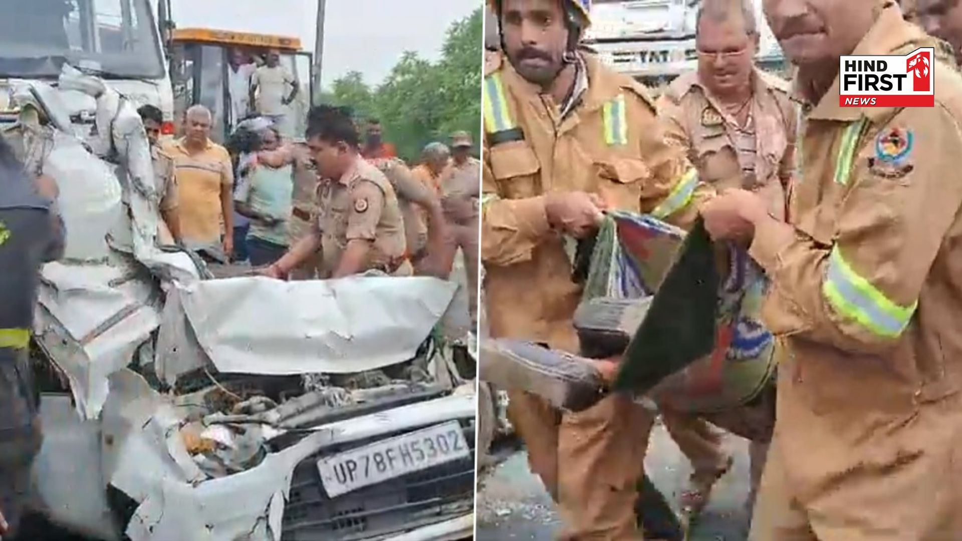 Major accident on Kanpur-Etawah elevated highway, 5 people died in collision between dumper and a car