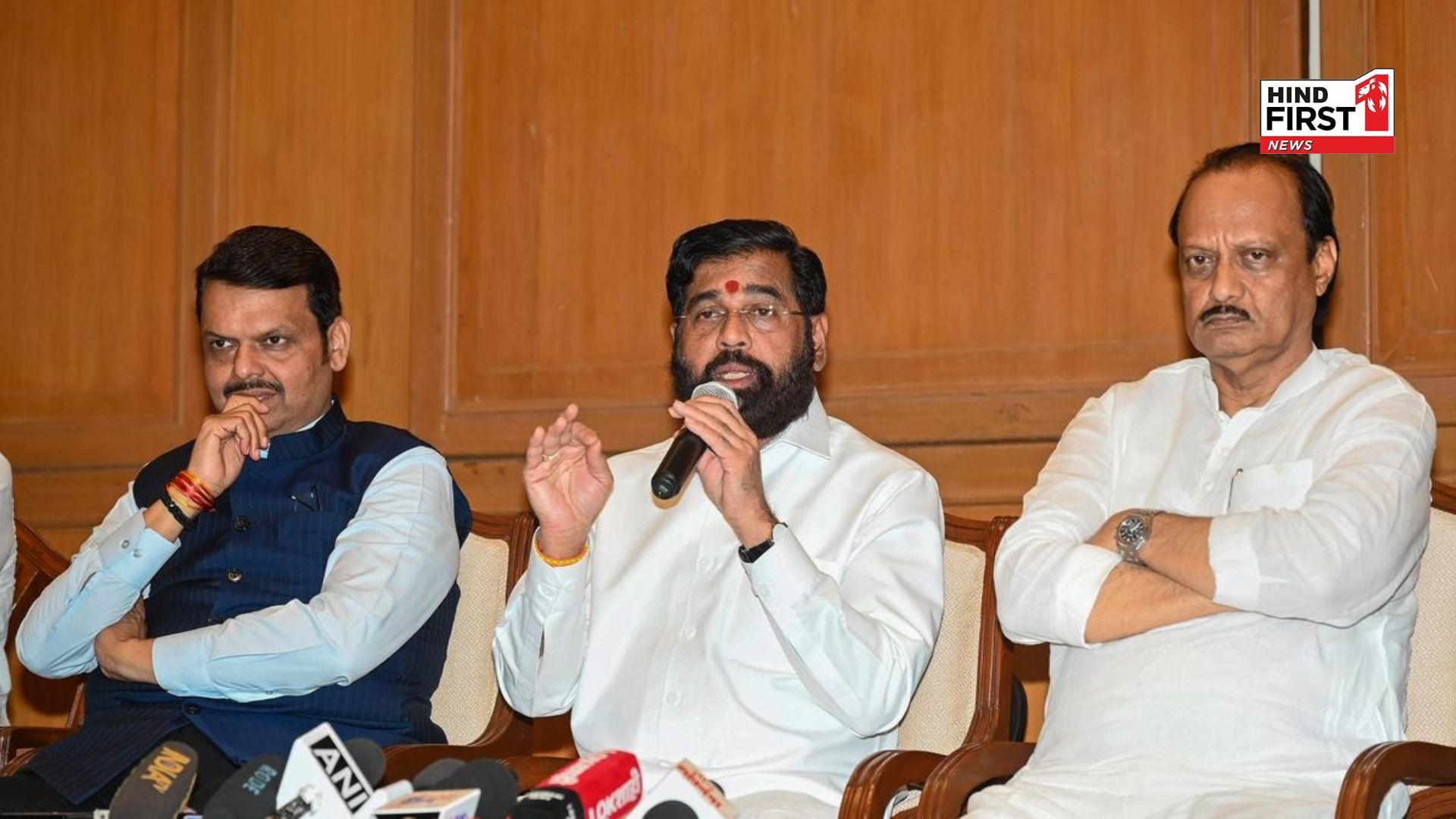 Amid massive victory, Shinde, Fadnavis & Pawar held a press meet together, know the details