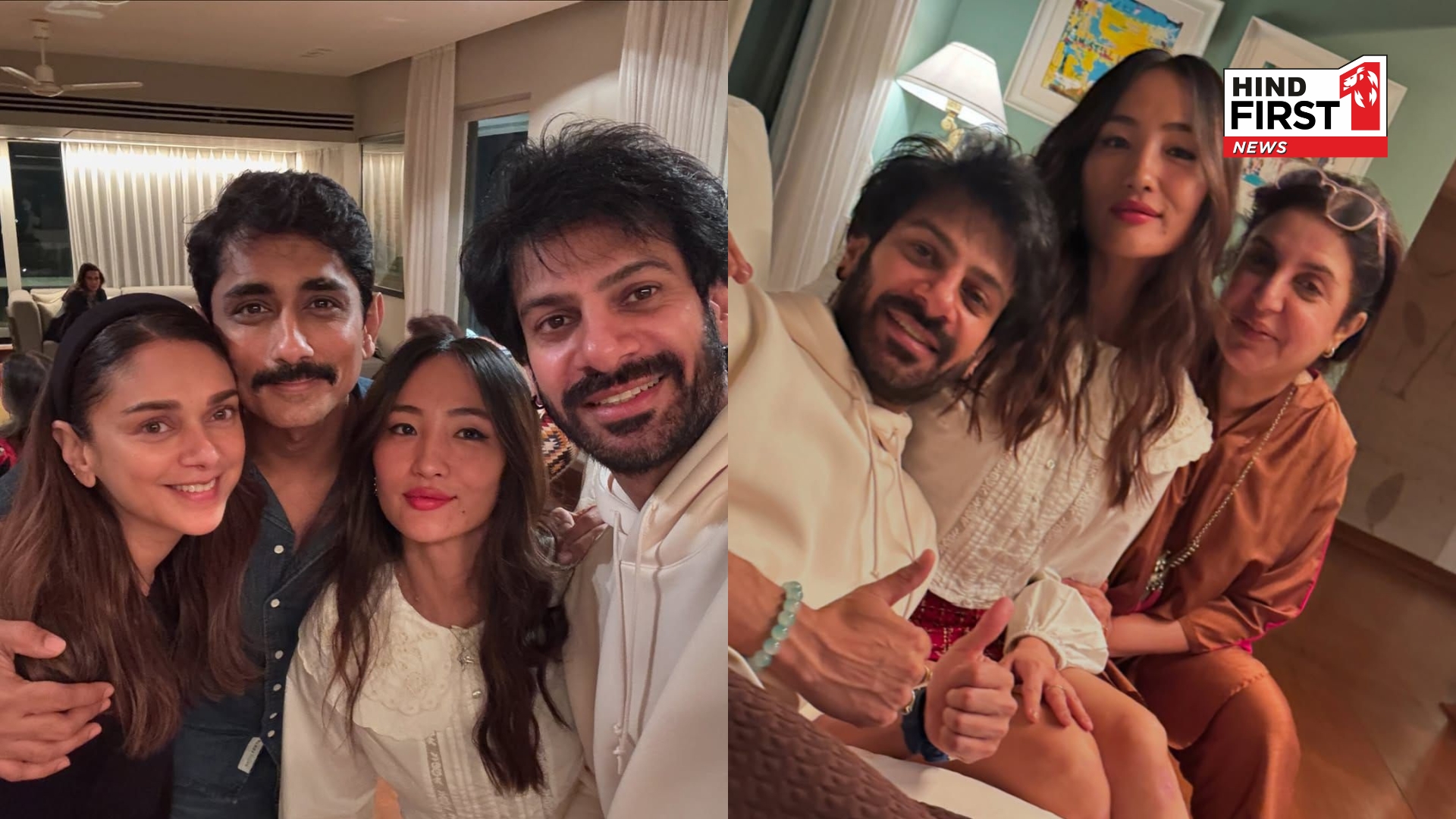 Badhaai Do fame Chum Darang parties with Karan Veer Mehra and Farah Khan as she attends Javed Akhtars birthday bash in Mumbai