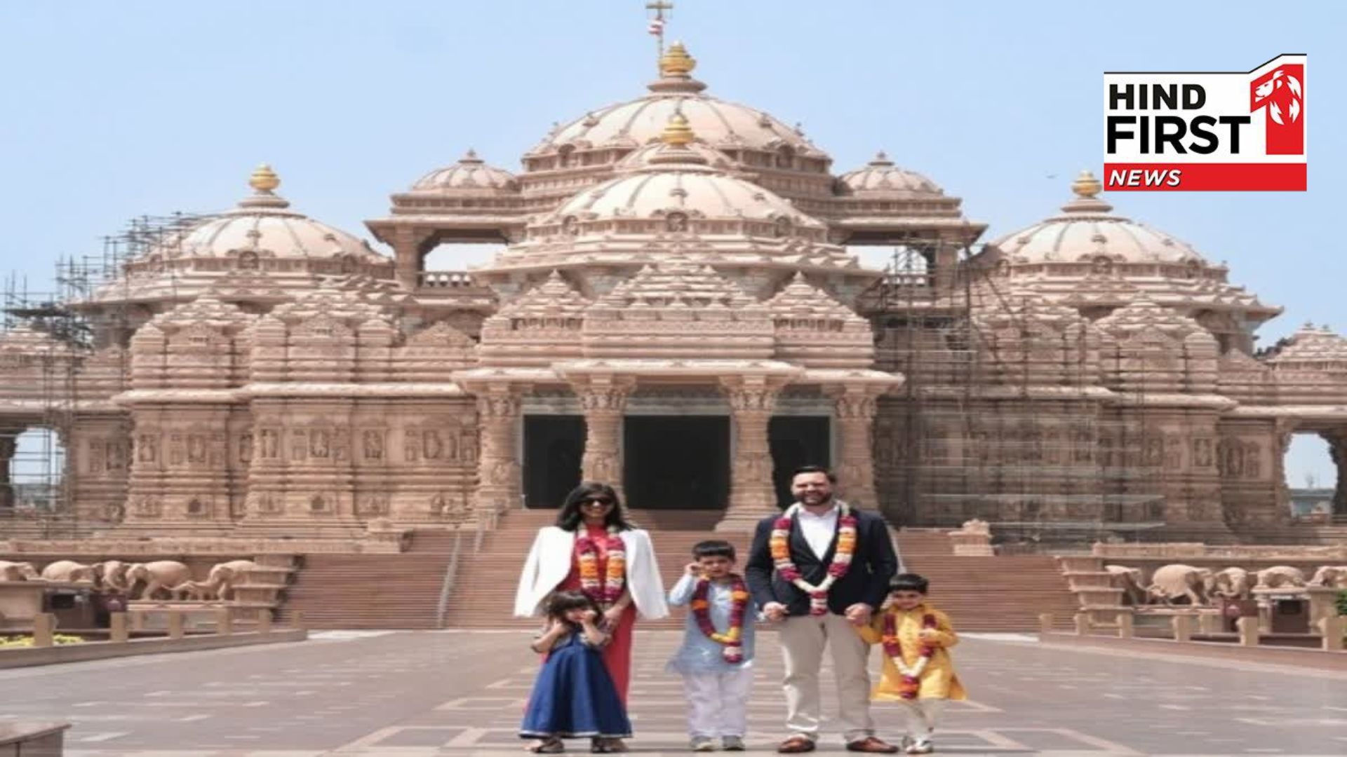 US Vice-President JD Vance Visits Delhis Akshardham Mandir With Wife Usha Vance
