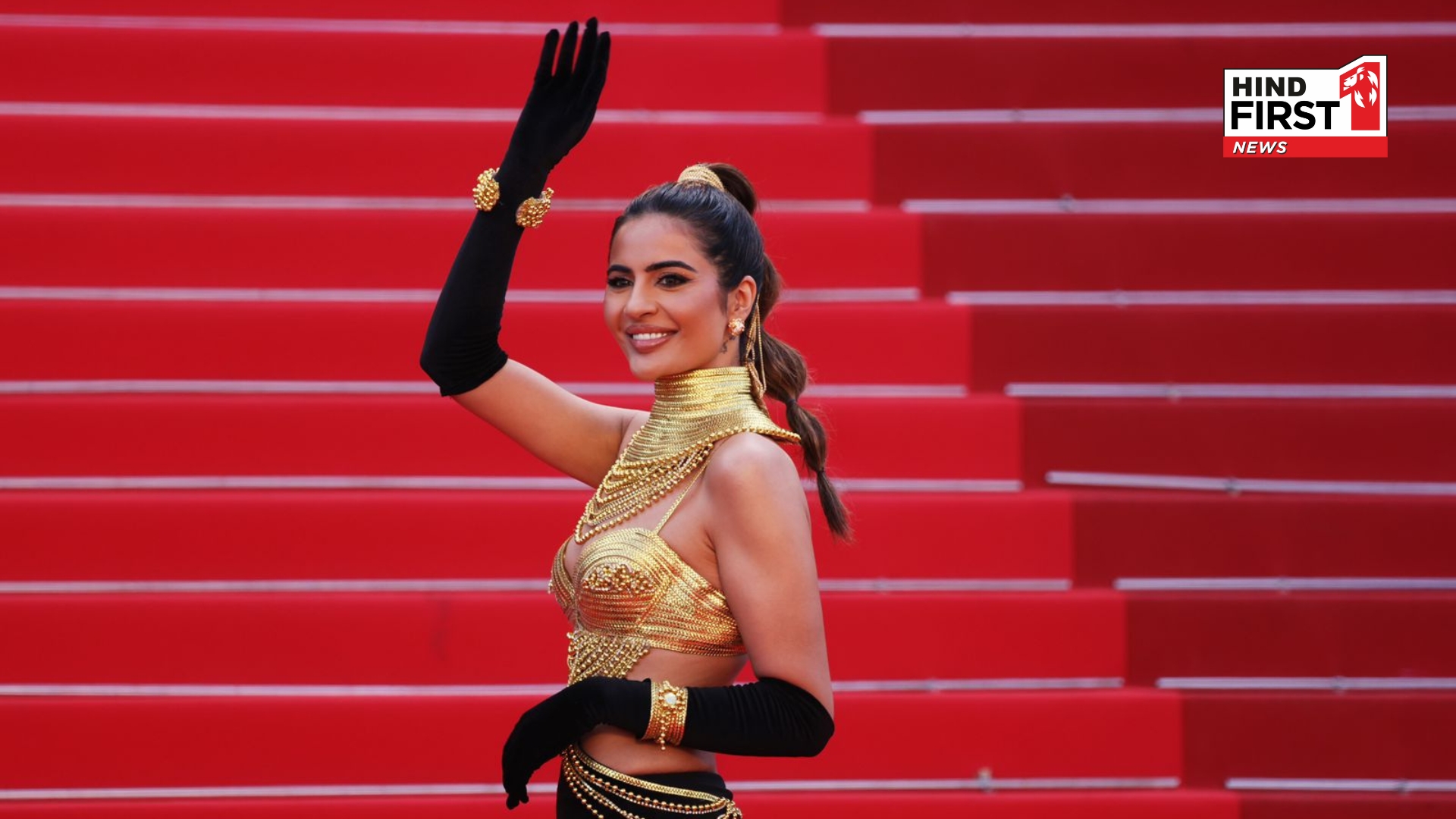 Deepti Sadhwani Stuns at Cannes 2025 in Cleopatra-Inspired Golden Gown