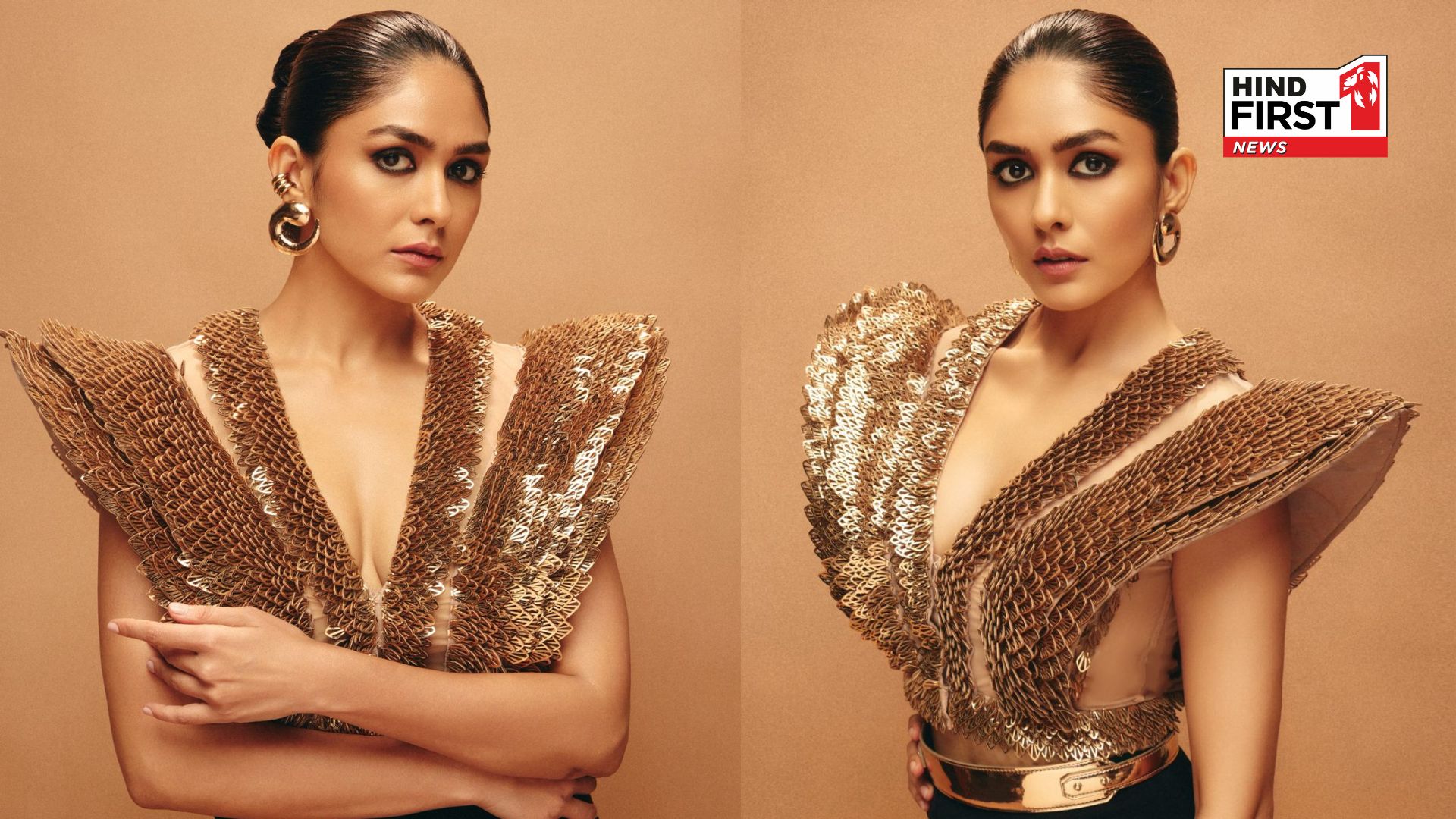Mrunal Thakur serves a banging walk-show on the ramp at Lakme Fashion Week, stuns in a golden bodice outfit