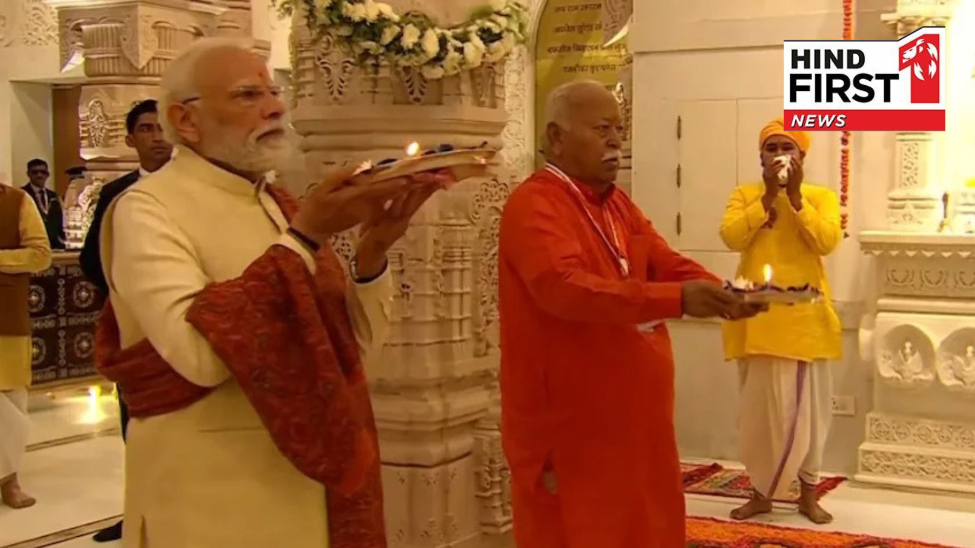 Dharma Dhwaj hoisted at Ram Temple, PM Modi and Mohan Bhagwat hoisted the flag amid chanting of mantras